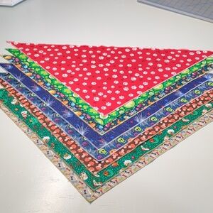 Set of 7 Large Holiday and 1 everyday Pet bandanas, 30 Inches